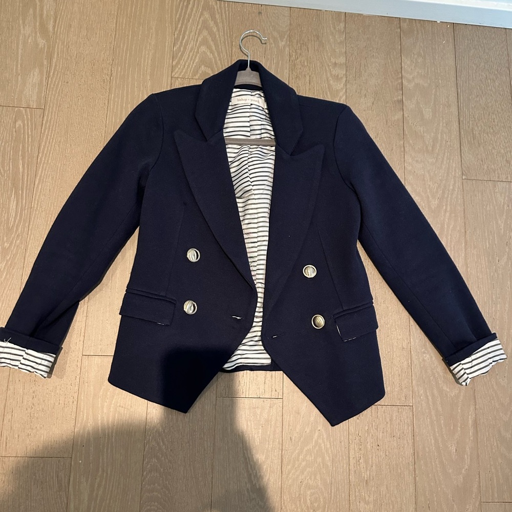Anthropologie Bishop + Young Midnight Jacket with Striped Lining